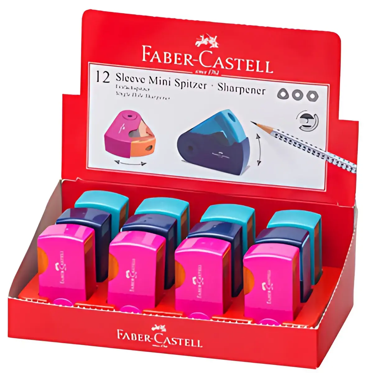 12 FABER-CASTELL Taille-crayon simple SLEEVE MINI, assorti photo du produit