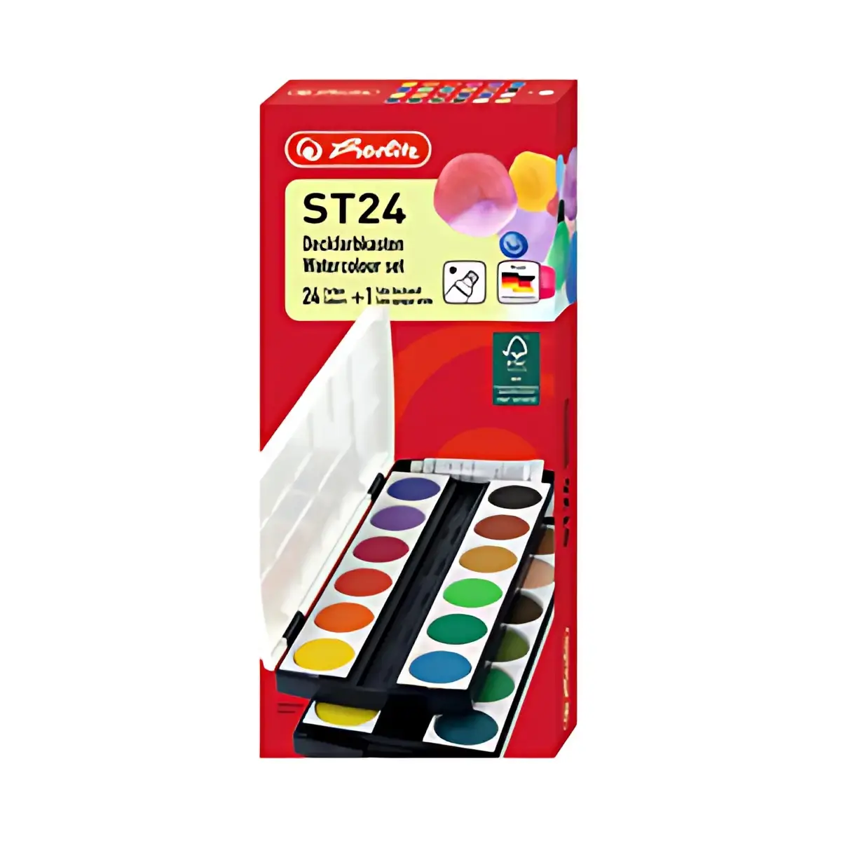 HERLITZ Pastilles de gouache ST24, 24 couleurs, en plastique photo du produit