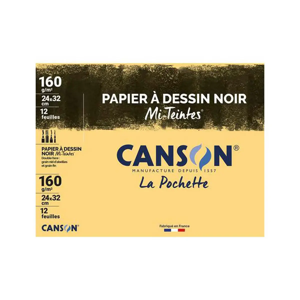Papiers dessin mi - teintes 160g a4+ noir pochette 12f - Canson photo du produit