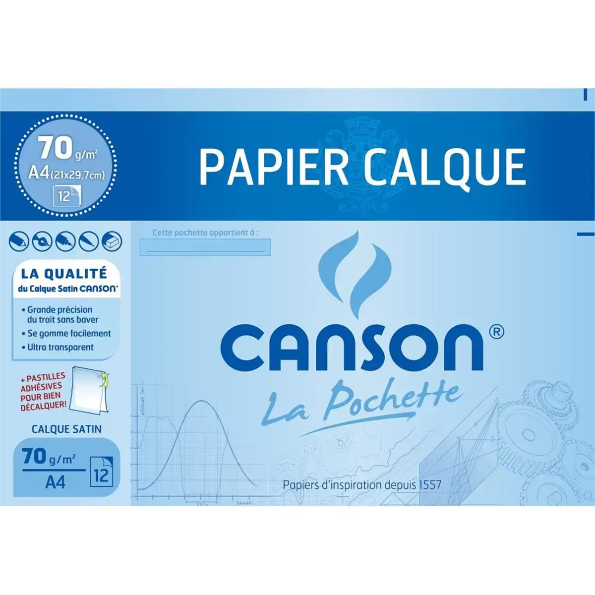 Papiers calque crayon encre dessin industriel 70/75g a4 12f - Canson photo du produit