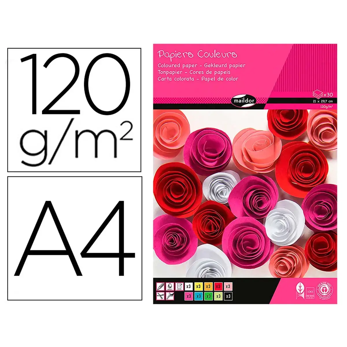 Bloc 1er prix 30f papier couleur 120g a4 assortis - Clairefontaine photo du produit