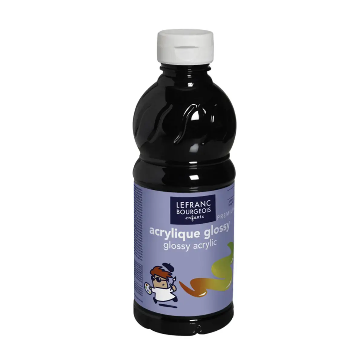 Peinture acrylique noir 500ml brillante fluide - Lefranc bourgeois photo du produit