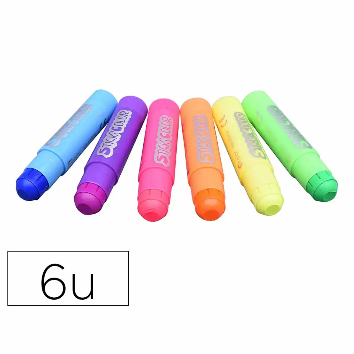 Lot de 6 bâtons de gouache Stick'color solides - Fluo assortis - La francaise des couleurs photo du produit
