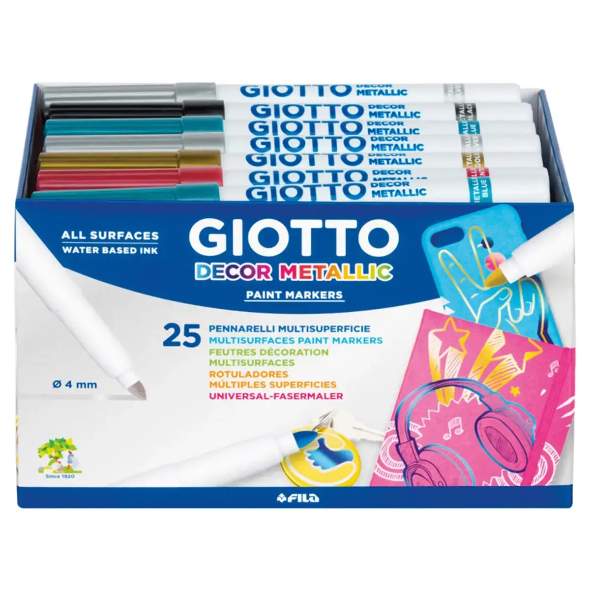 Classpack feutres decor métal 24 unités coloris assortis - Giotto photo du produit