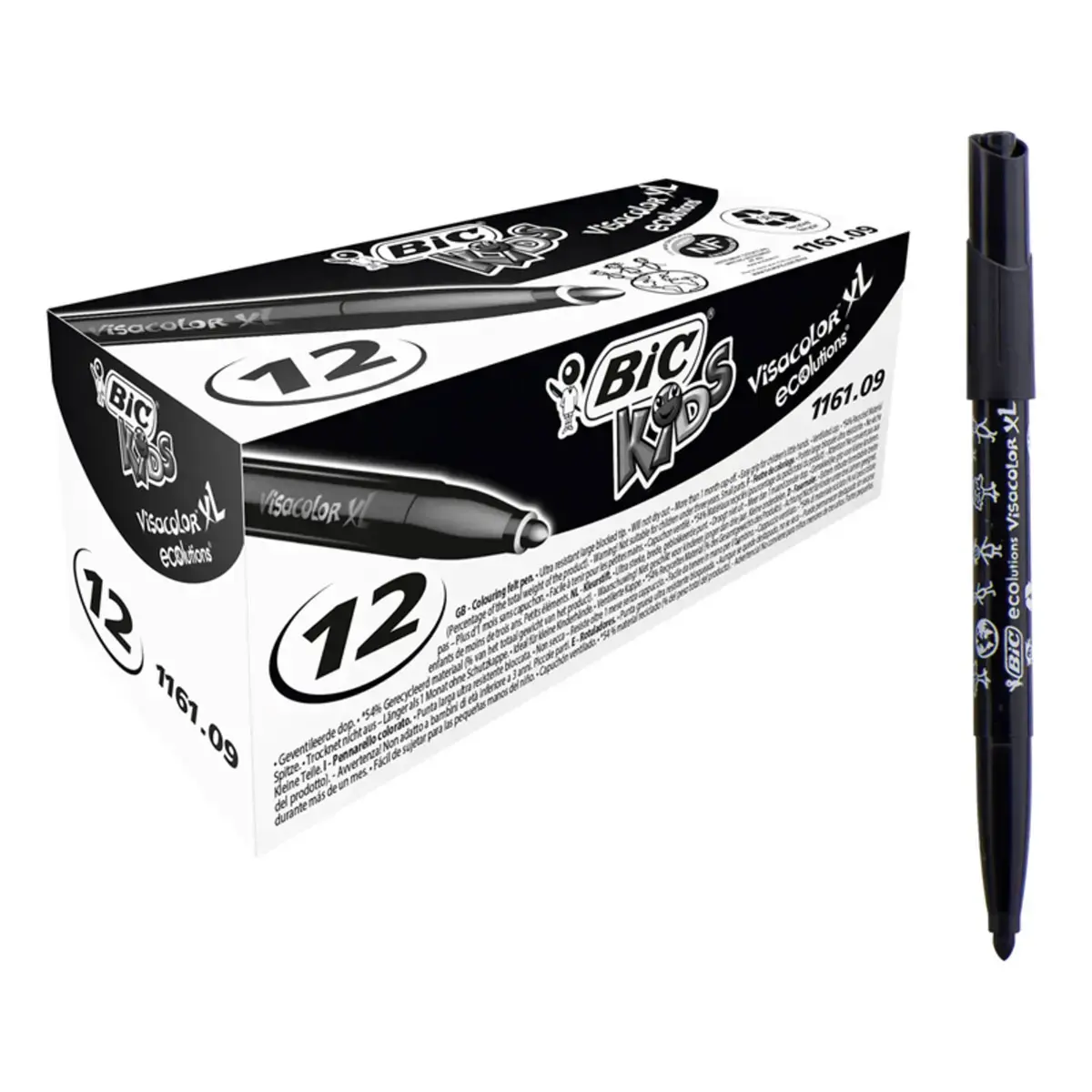 Kids visa color xl coloriage encre lavable noir large pointe - Bic photo du produit