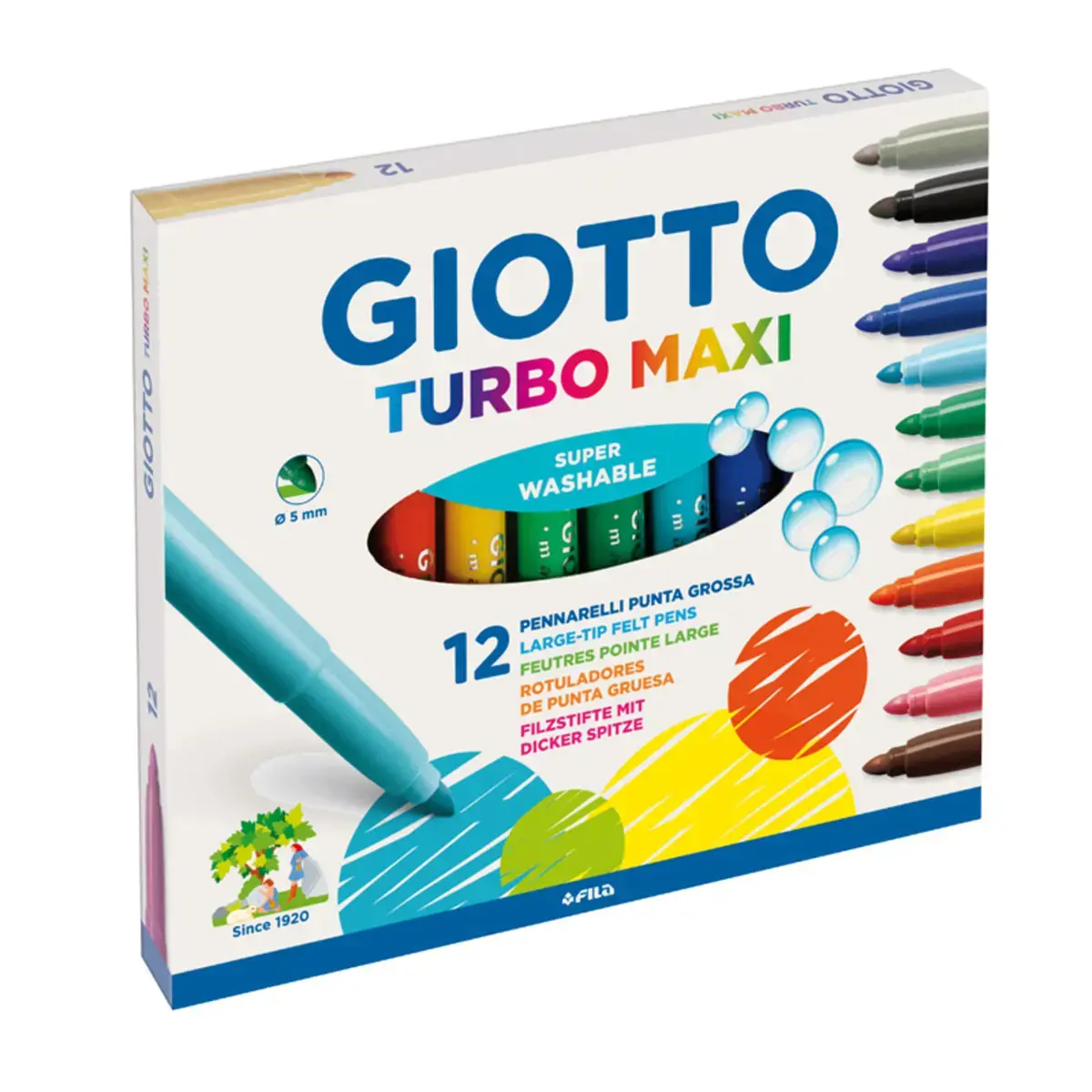 Lot de 12 feutres coloriage turbo maxi ultra lavables 12 unit&eacute;s - Giotto photo du produit
