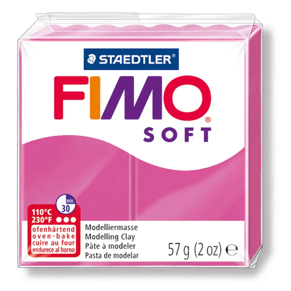 Pate a modeler Fimo Soft - Pain 57 g - Coloris framboise - Graine creative photo du produit