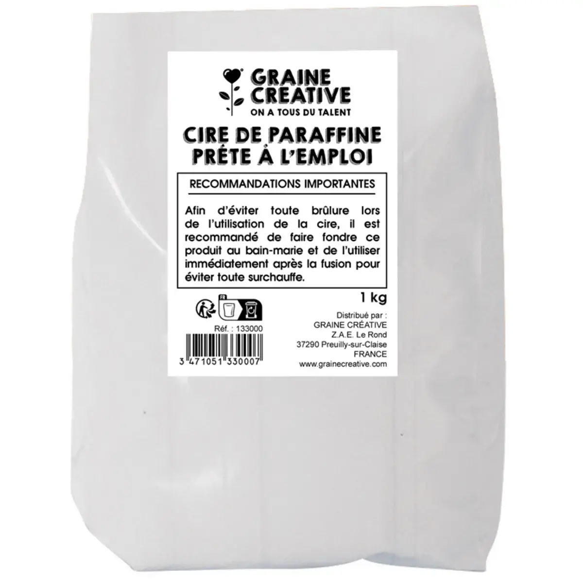 Sachet 1 kg préparation de cire à bougie - Graine creative photo du produit