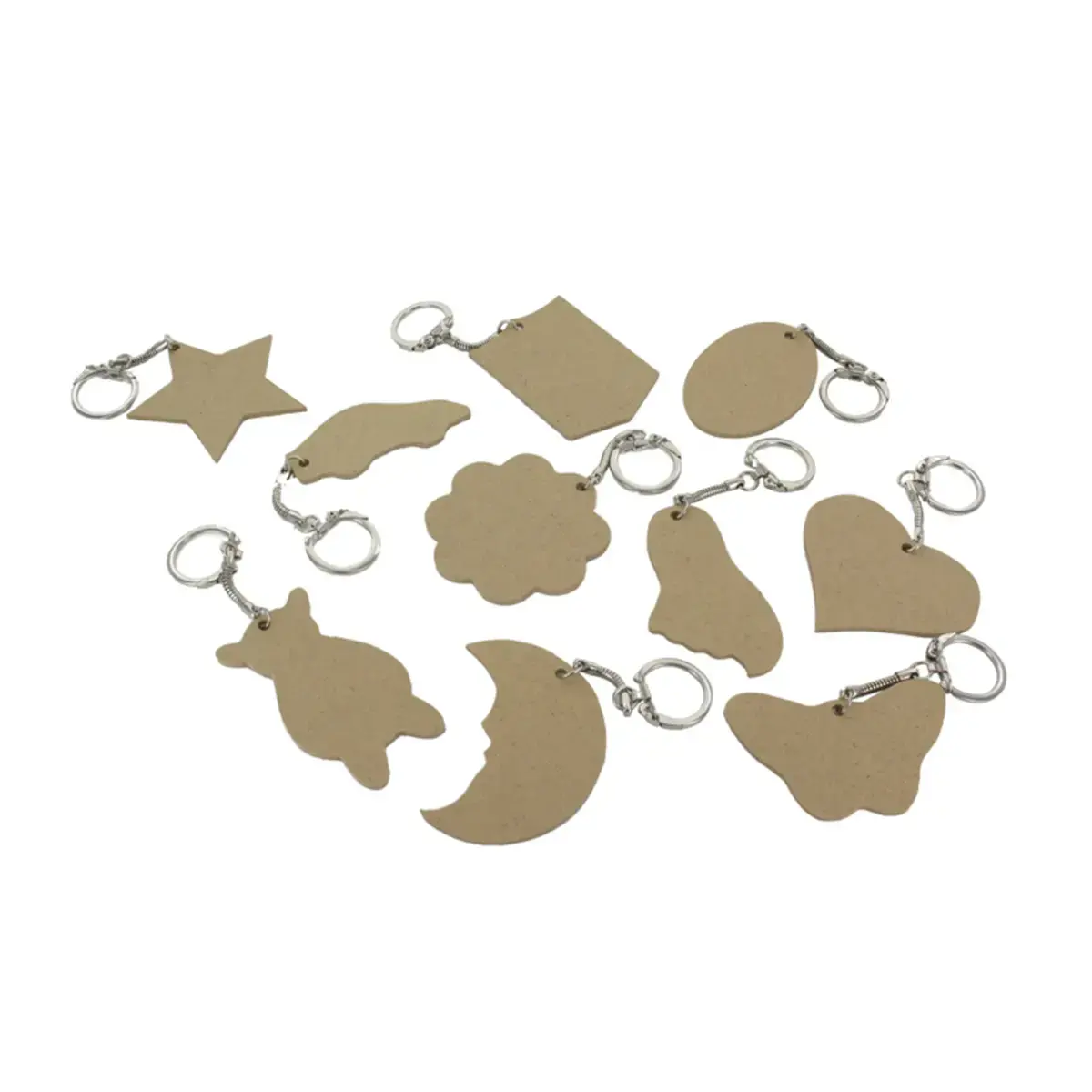 Lot de 10 porte - cl&eacute;s bois &agrave; d&eacute;corer 6 cm - Formes assorties - La francaise des couleurs photo du produit