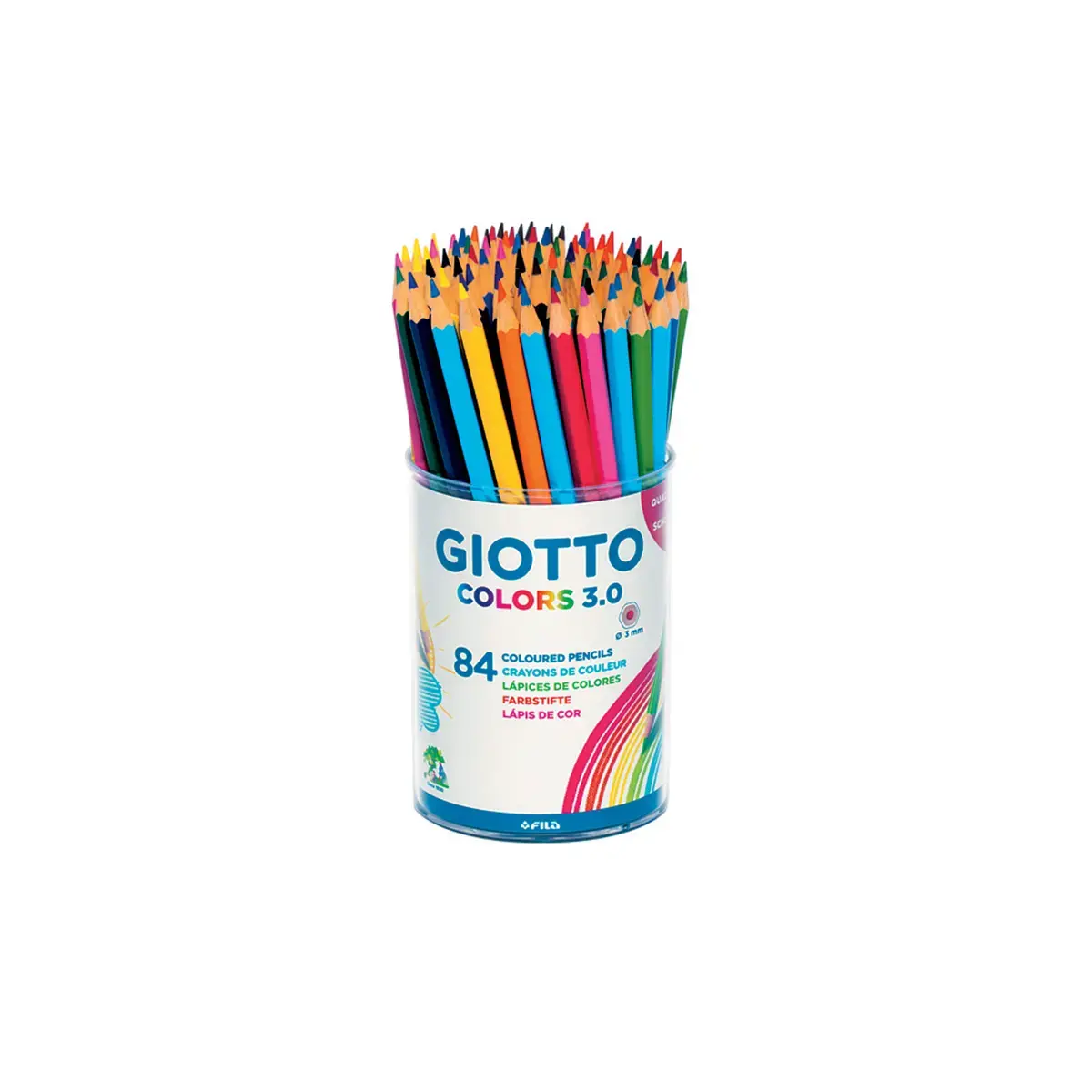 Pot de 84 crayons Colors 3.0 forme hexagonale bois 18 cm - Giotto photo du produit