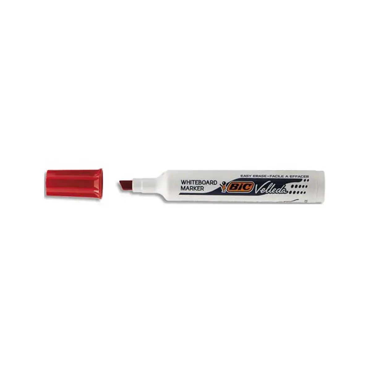 Marqueurs velleda 1791 effacable pointe biseautee rouge - Bic photo du produit