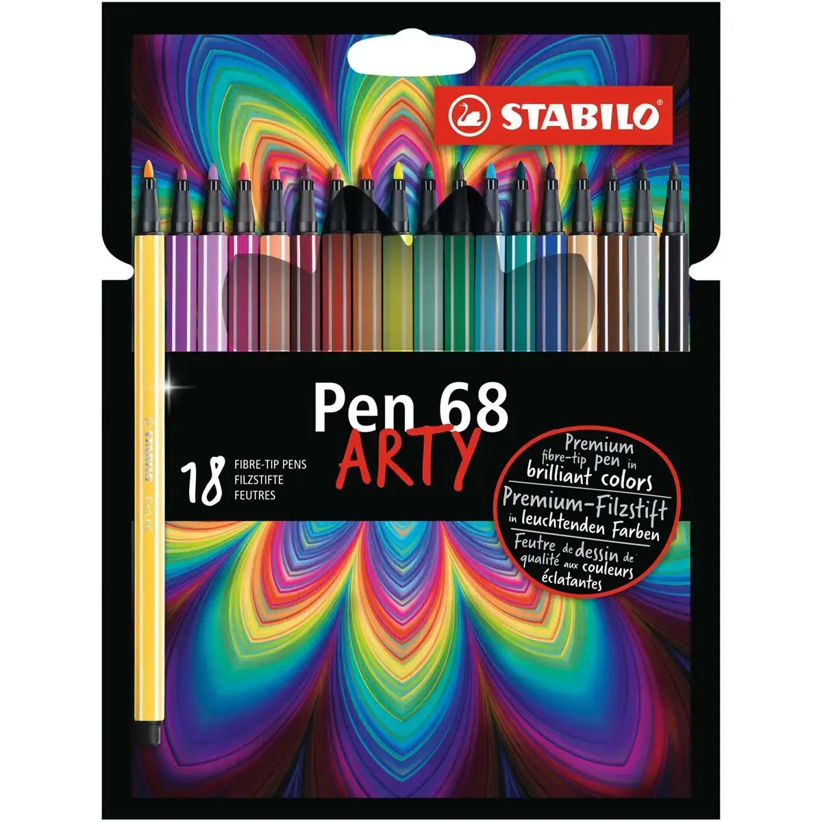 Etui carton x 18 feutres dessin pointe moyenne pen 68 arty - Stabilo photo du produit