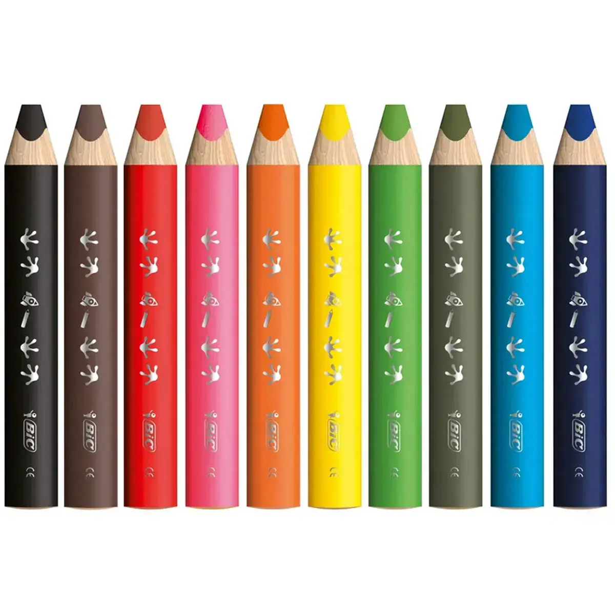 Pack de 10 + 1 crayons de couleurs Kids multi - surfaces - Coloris assortis - Bic photo du produit