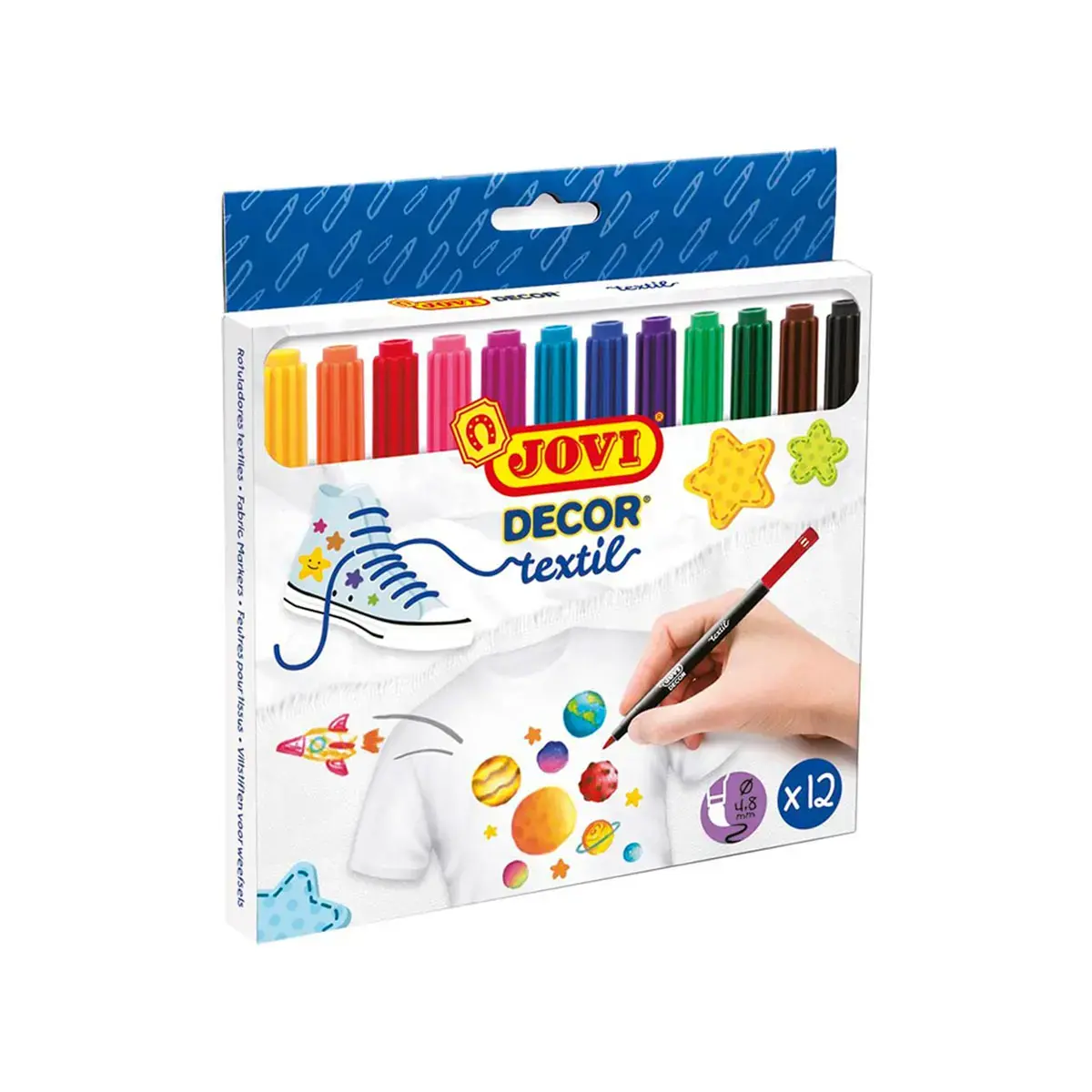 Etui de 12 feutres coloriage d&eacute;cor textil - Jovi photo du produit