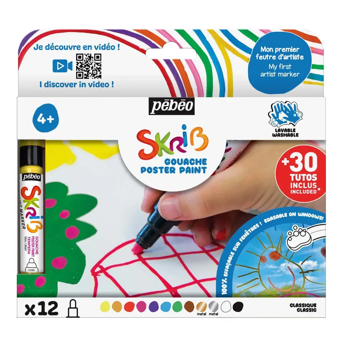 Set de 12 marqueurs Skrib gouache - Pebeo photo du produit