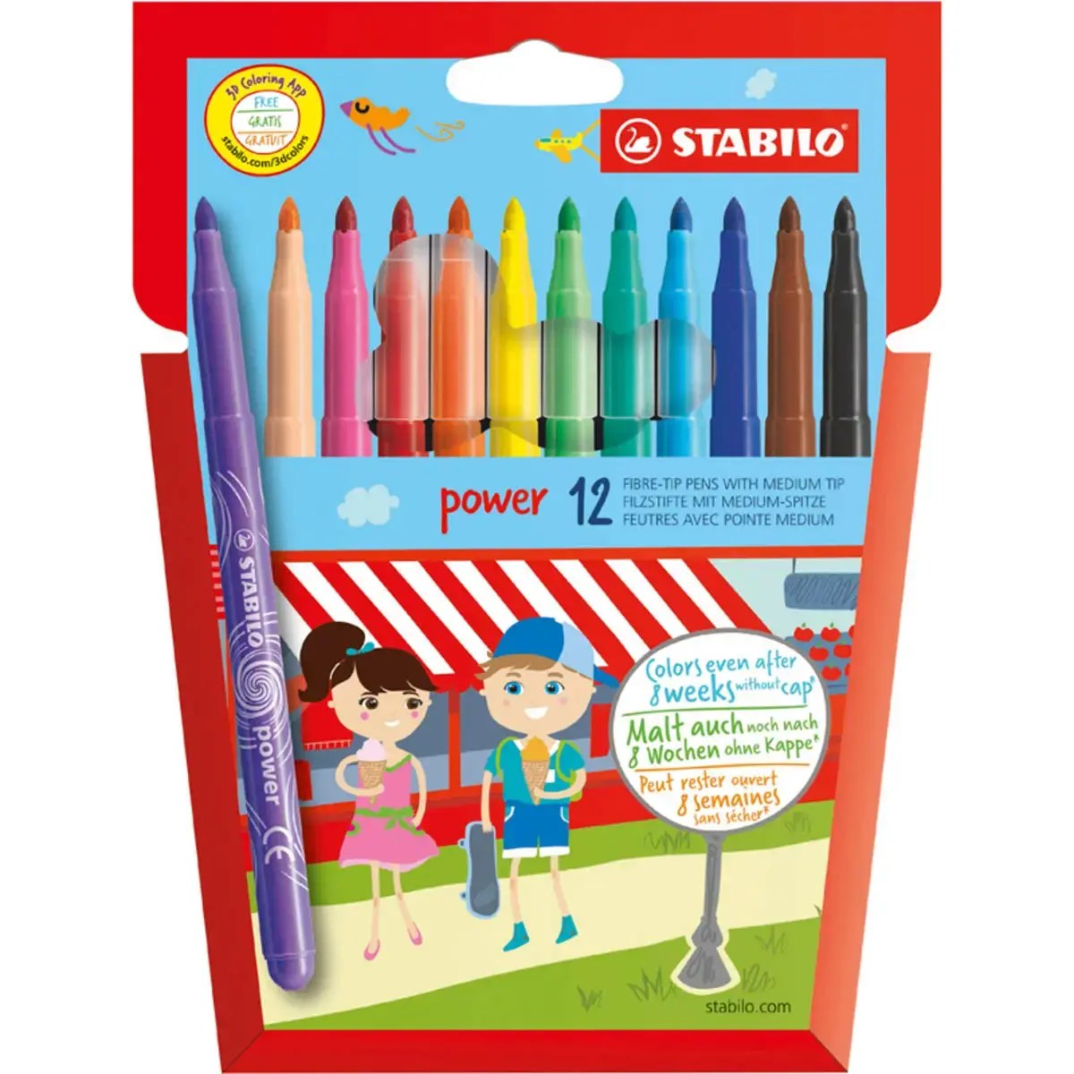 Etui de 12 feutres de coloriage pointe moyenne power - Stabilo photo du produit