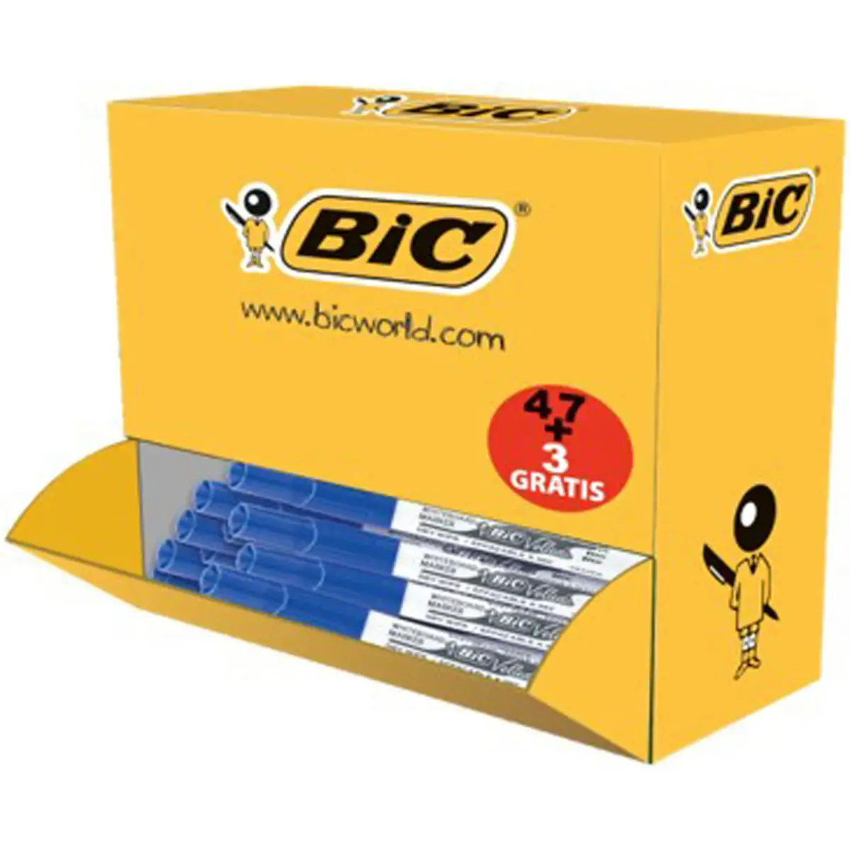 Marqueur velleda 1741 effa&ccedil;able pointe ogive bleu pack 50 - Bic photo du produit
