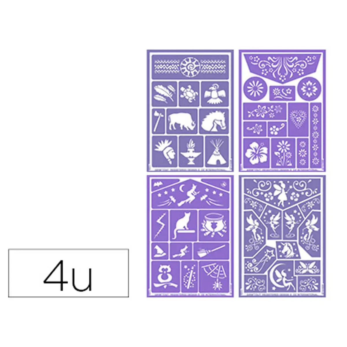 Set de 4 pochoirs assortis : magie - poneyet licorne - fairy - dragons - Grim tout photo du produit