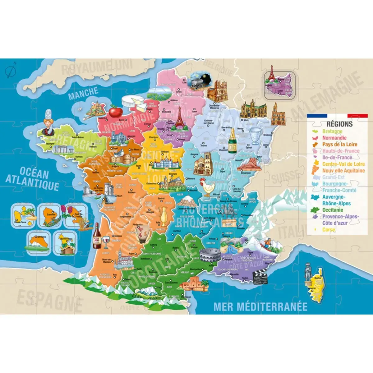Puzzle educatif 34x48cm 150 pieces theme les departements de france - Culture club photo du produit