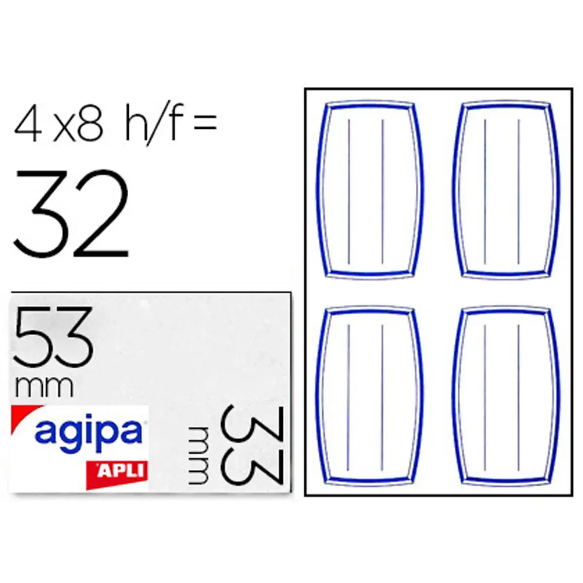 Etiquette adhesive agipa ecolier 33x53mm pochette 32 unit&eacute;s - Apli photo du produit
