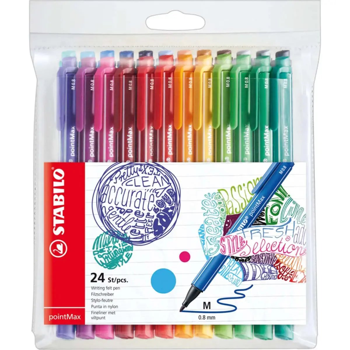 Pochette de 12 stylos - feutres pointe moyenne pointmax - Stabilo photo du produit
