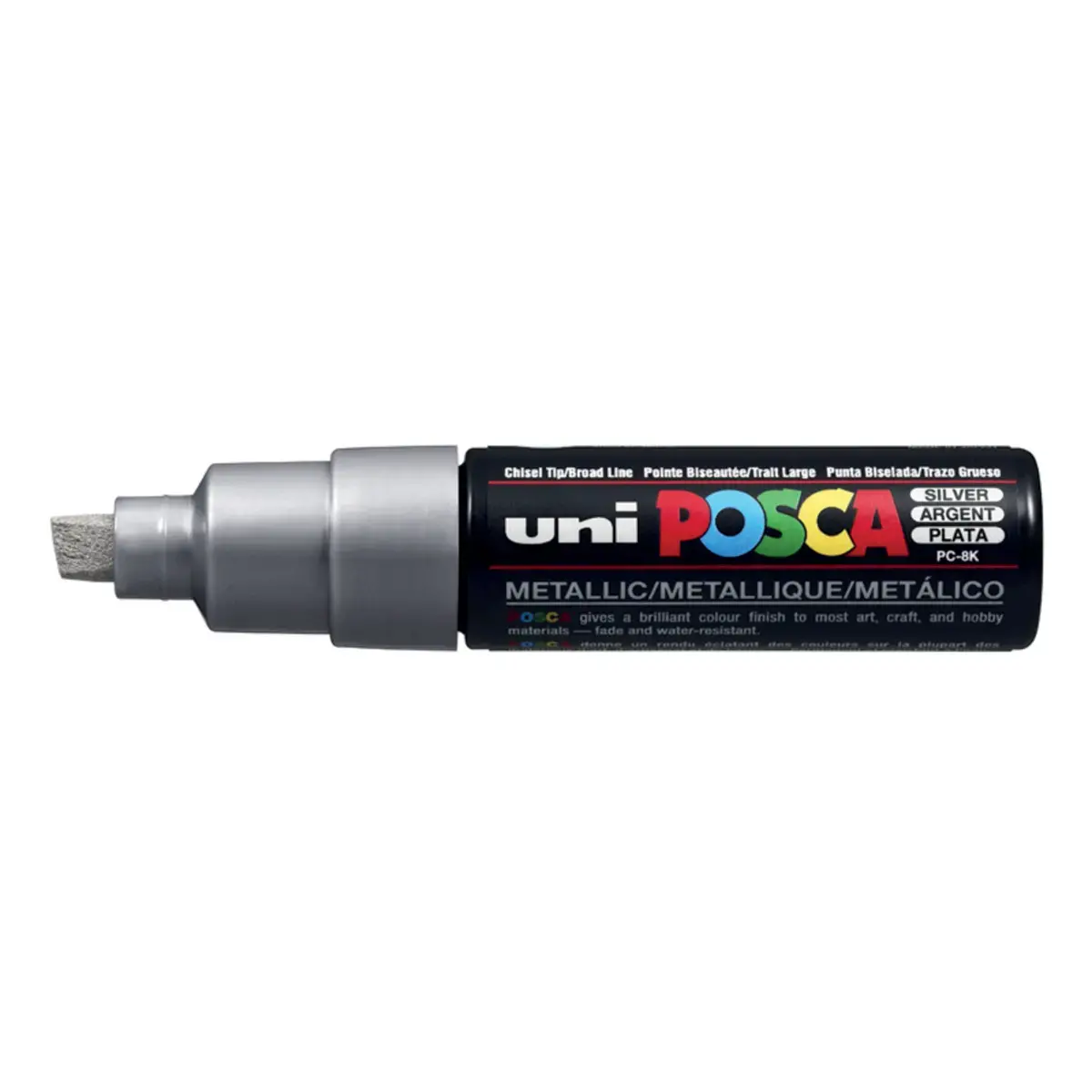 Marqueur pc8k base eau pointe biseautée large 8mm argent - Posca photo du produit