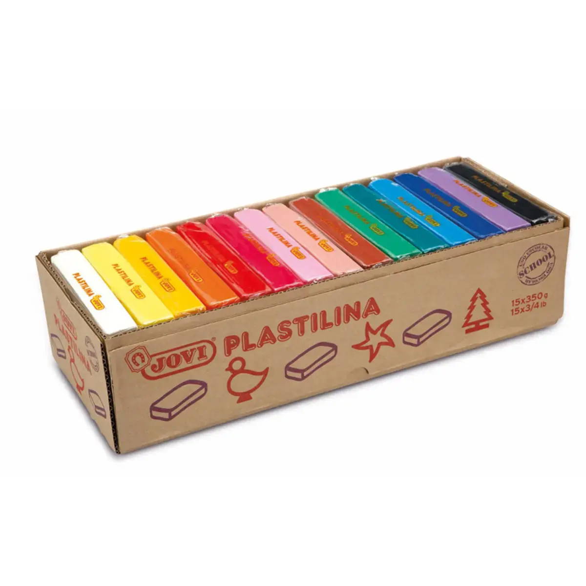 Pate a modeler plastilina vegetale assortiment 15 pains 350g - Jovi photo du produit