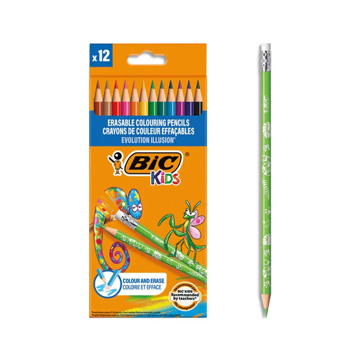 kids evolution illusion crayons de couleur effaçables 12 couleurs - Bic photo du produit