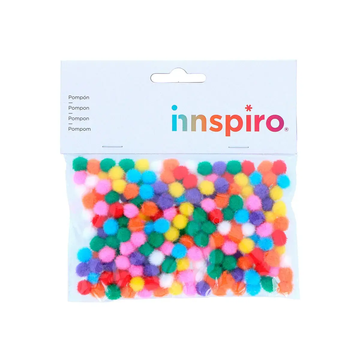 Pompons fontorpin polypropylene 10mm mix couleurs assorties 200 unités - Innspiro photo du produit