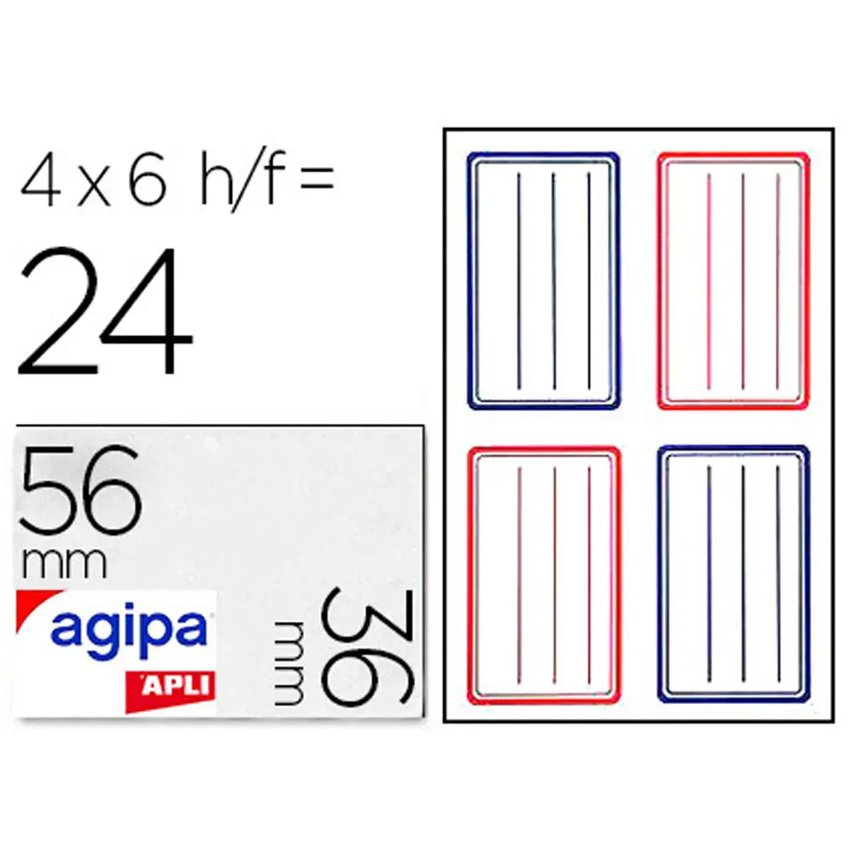 Etiquette adhesive agipa ecolier 36x56mm pochette 24 unités - Apli photo du produit