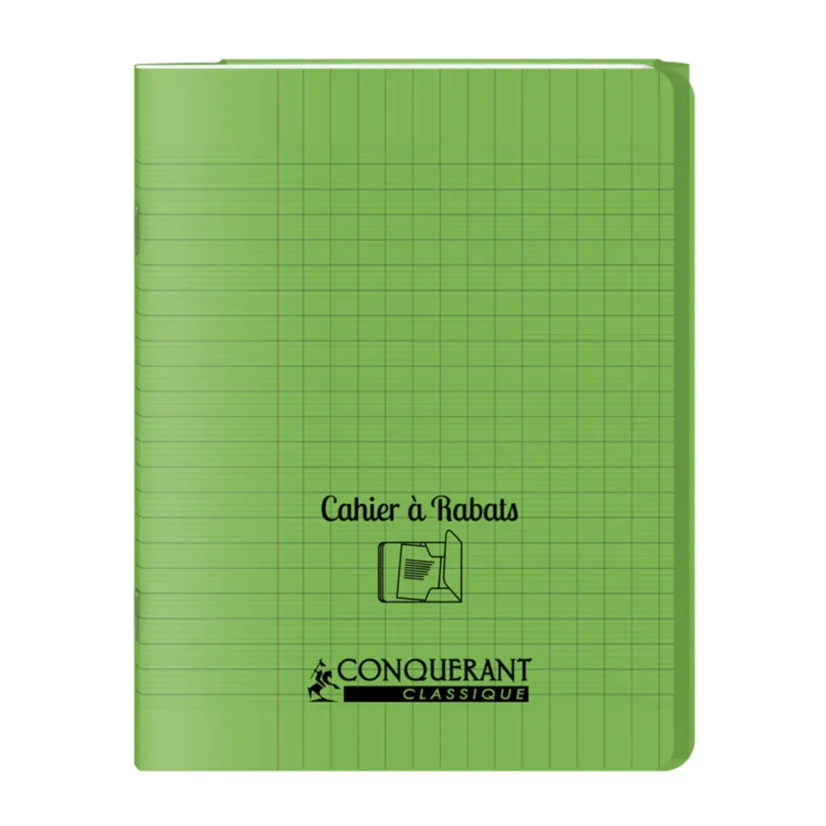 Cahier &agrave; rabats piq&ucirc;re - 22 x 11 cm - 48 pages - Vert - Conqu&eacute;rant photo du produit