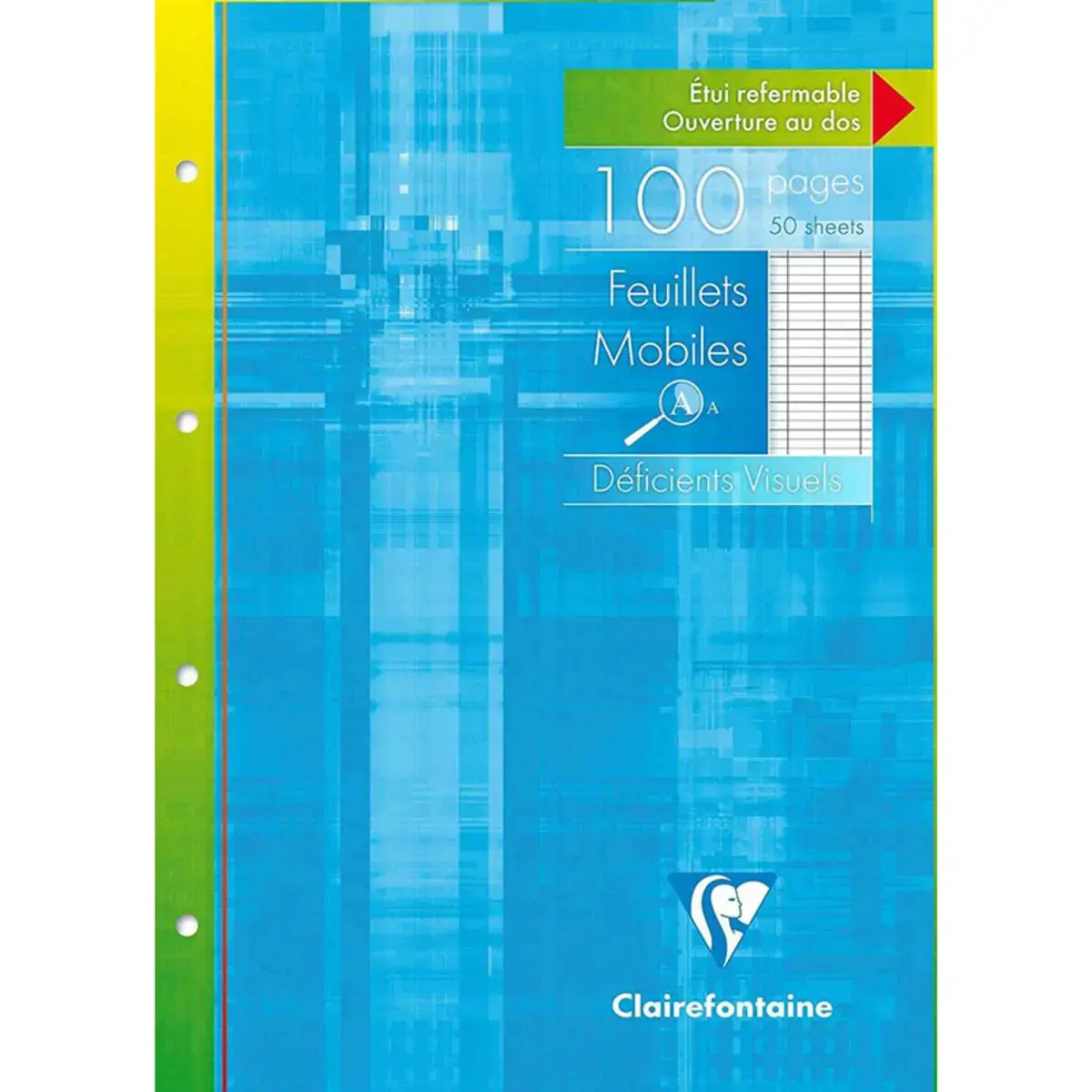Feuillet mobile d&eacute;ficient visuel 21x29, 7 cm seyes noir - Clairefontaine photo du produit
