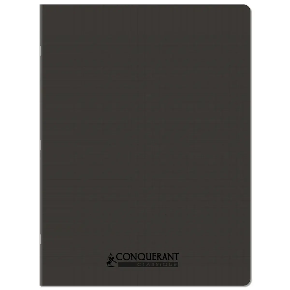 Cahier polypropyl&egrave;ne piq&ucirc;re - A4+ 90 g - 96 pages - Anthracite - Conqu&eacute;rant photo du produit