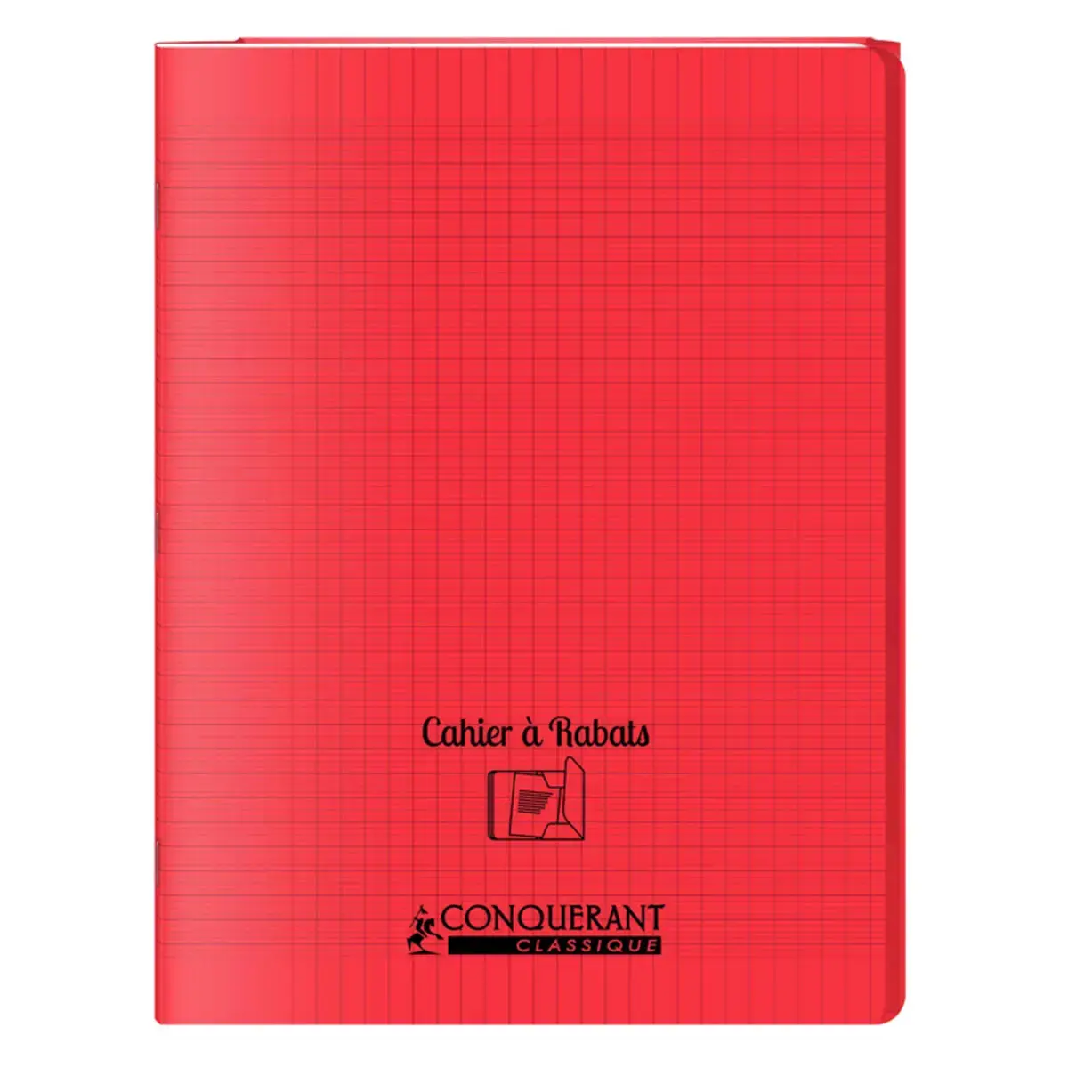 Cahier à rabats piqûre Seyès - A4+ 90g - 48 pages - Rouge – Conquérant photo du produit