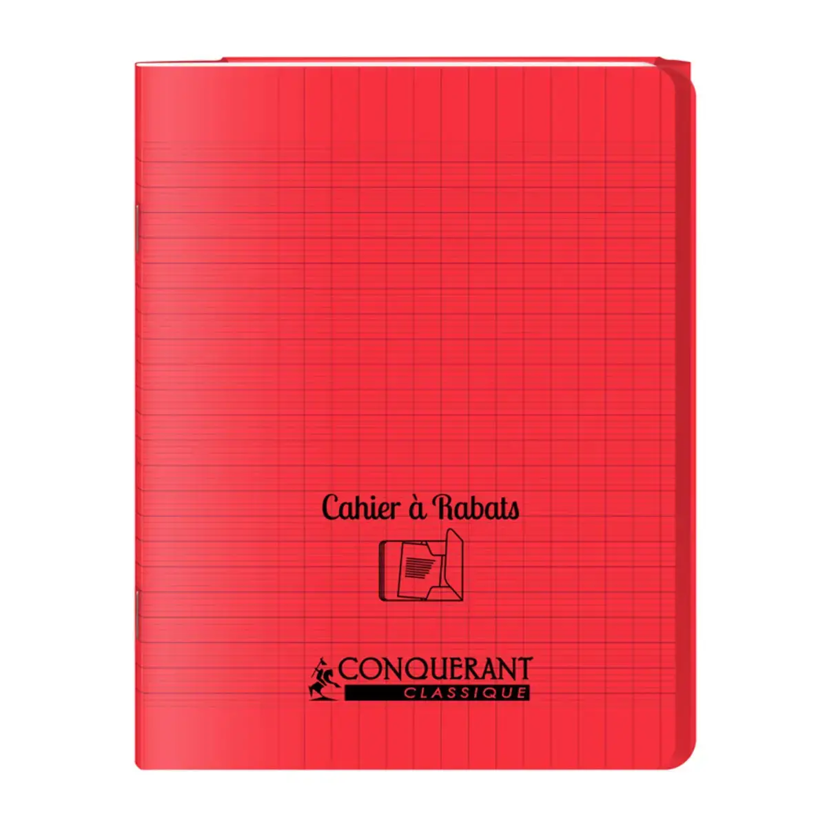 Cahier à rabat piqûre Seyès - A5+ 90g - 48 pages - Rouge - Conquérant photo du produit