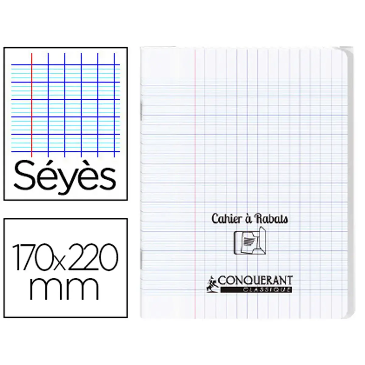 Cahier &agrave; rabat piq&ucirc;re Sey&egrave;s - A5+ 90g - 96 pages - Incolore - Conqu&eacute;rant photo du produit