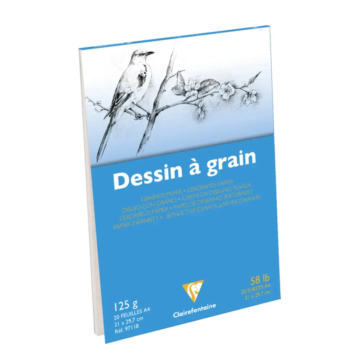 Bloc dessin a grain 125g a4 210x297mm paquet 20f - Clairefontaine photo du produit