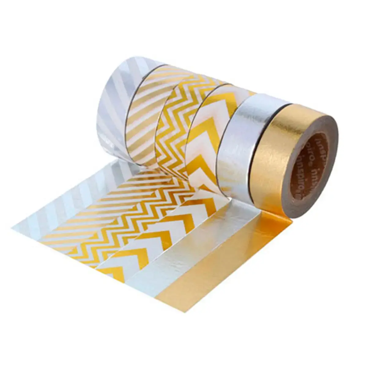 Set de 6 rouleaux de ruban adh&eacute;sif opaque d&eacute;cor&eacute; - S&eacute;rie m&eacute;tal - Innspiro photo du produit