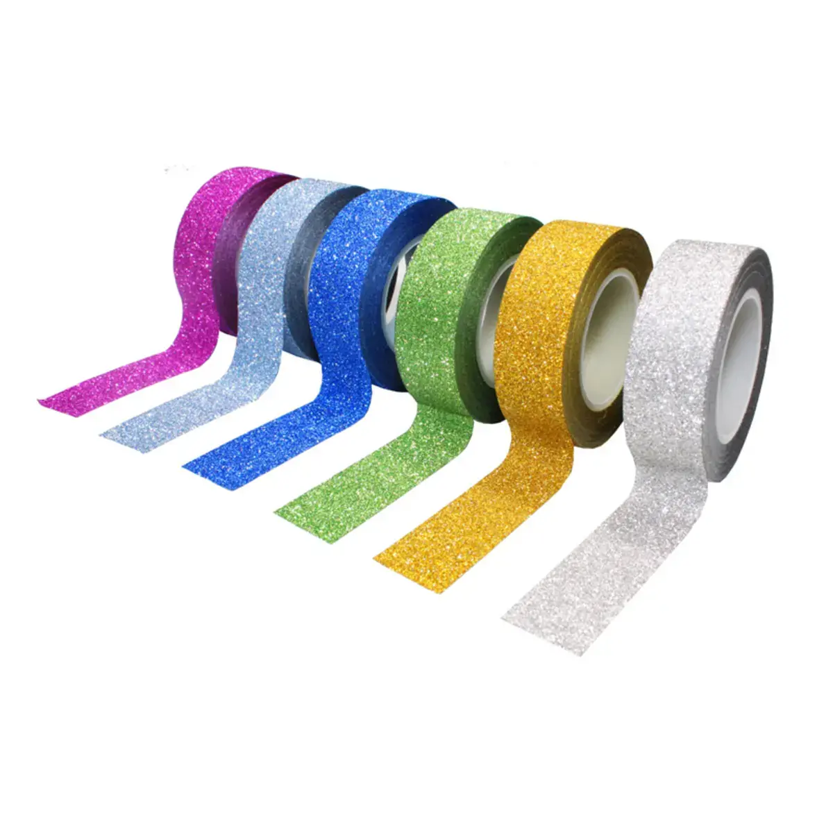 Set de 6 rouleaux de ruban adhésif opaque décoré - Série glitter - Innspiro photo du produit