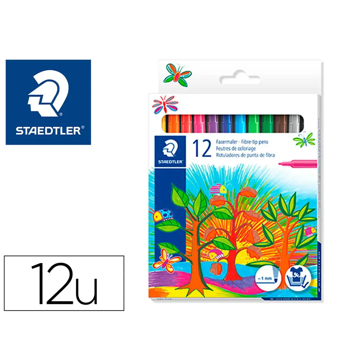 Stylo feutre 325 pointe moyenne 1mm pack 12 couleurs - Staedtler photo du produit