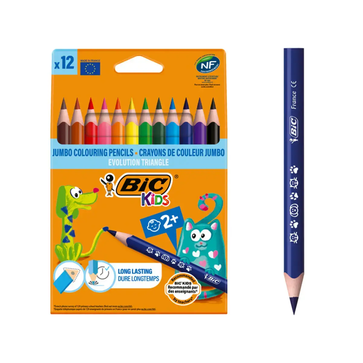 Crayon couleur kids evolution 140mm triangle 12 unités - Bic photo du produit