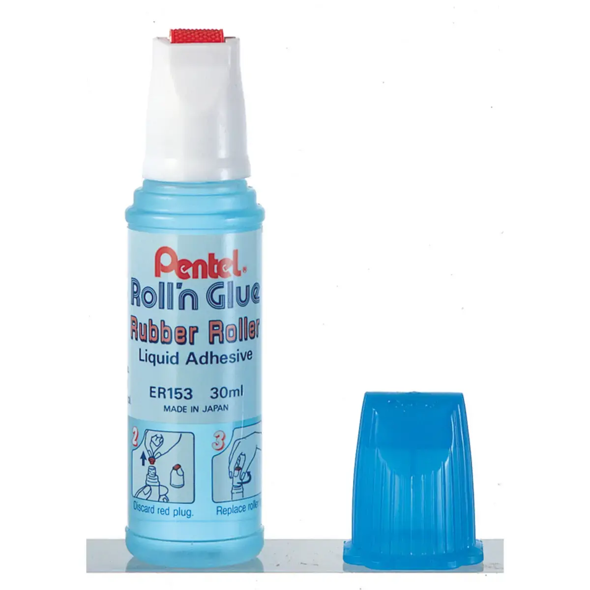 Colles roll'n glue roulette caoutchouc 30ml transparente - Pentel photo du produit