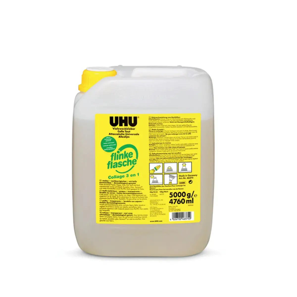 Colle twist&glue sans solvant transparente multi - mat&eacute;riaux 5kg - Uhu photo du produit