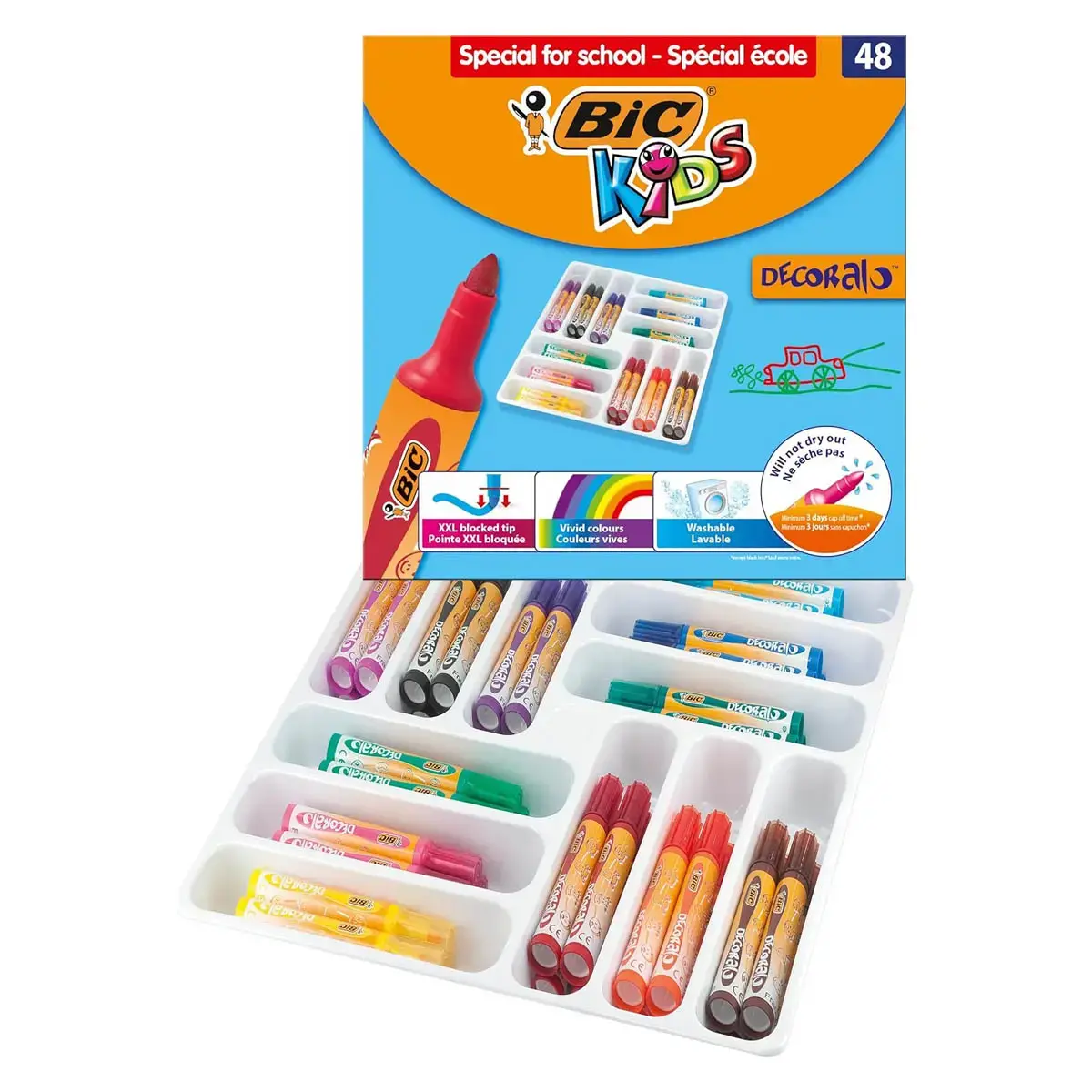 Feutre coloriage kids decoralo 12 couleurs assorties ecole - Bic photo du produit