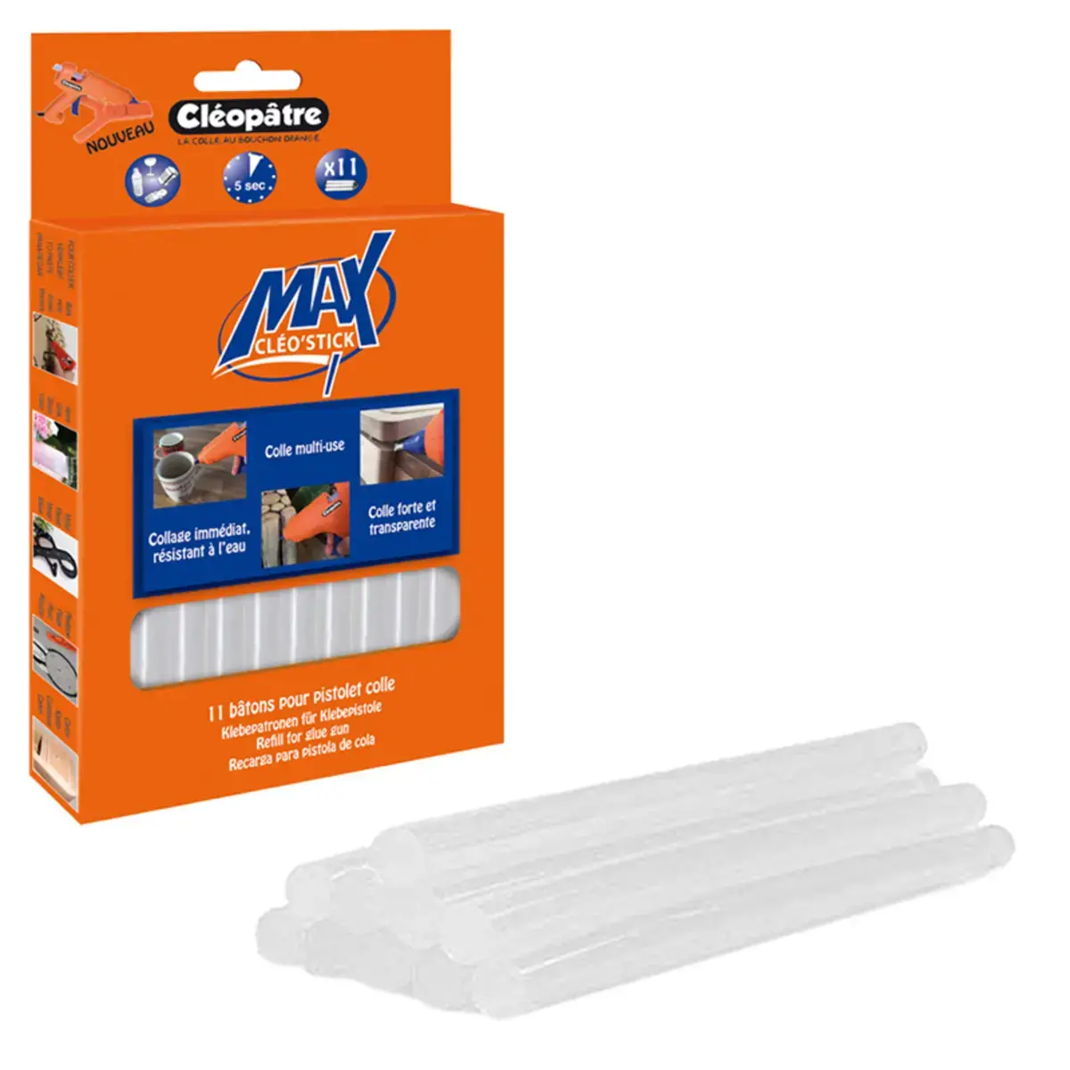 11 colles transparentes Cl&eacute;o'Stick Max - Cleopatre photo du produit