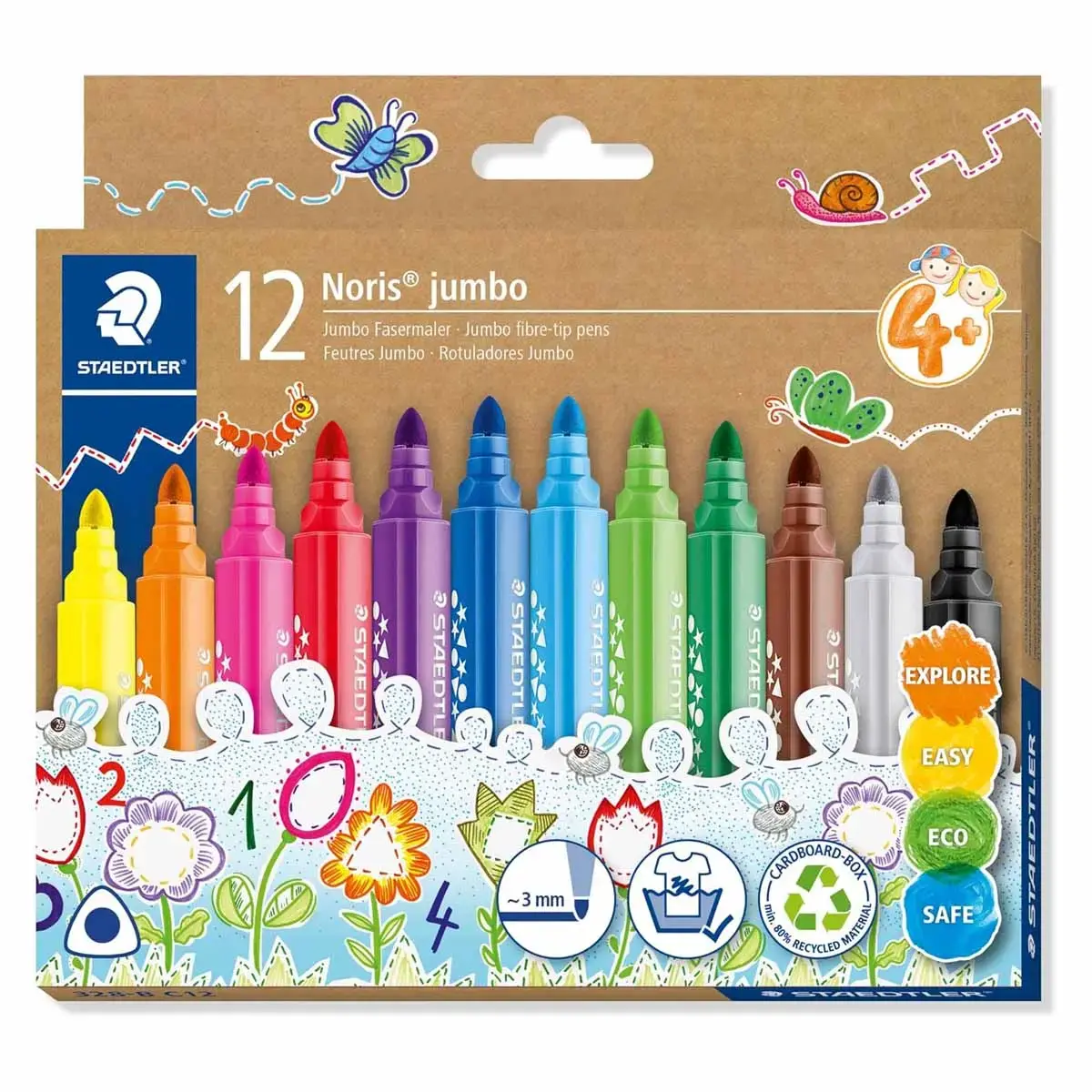 Feutres jumbo 328 coloris assortis pochette de 12 - Staedtler photo du produit