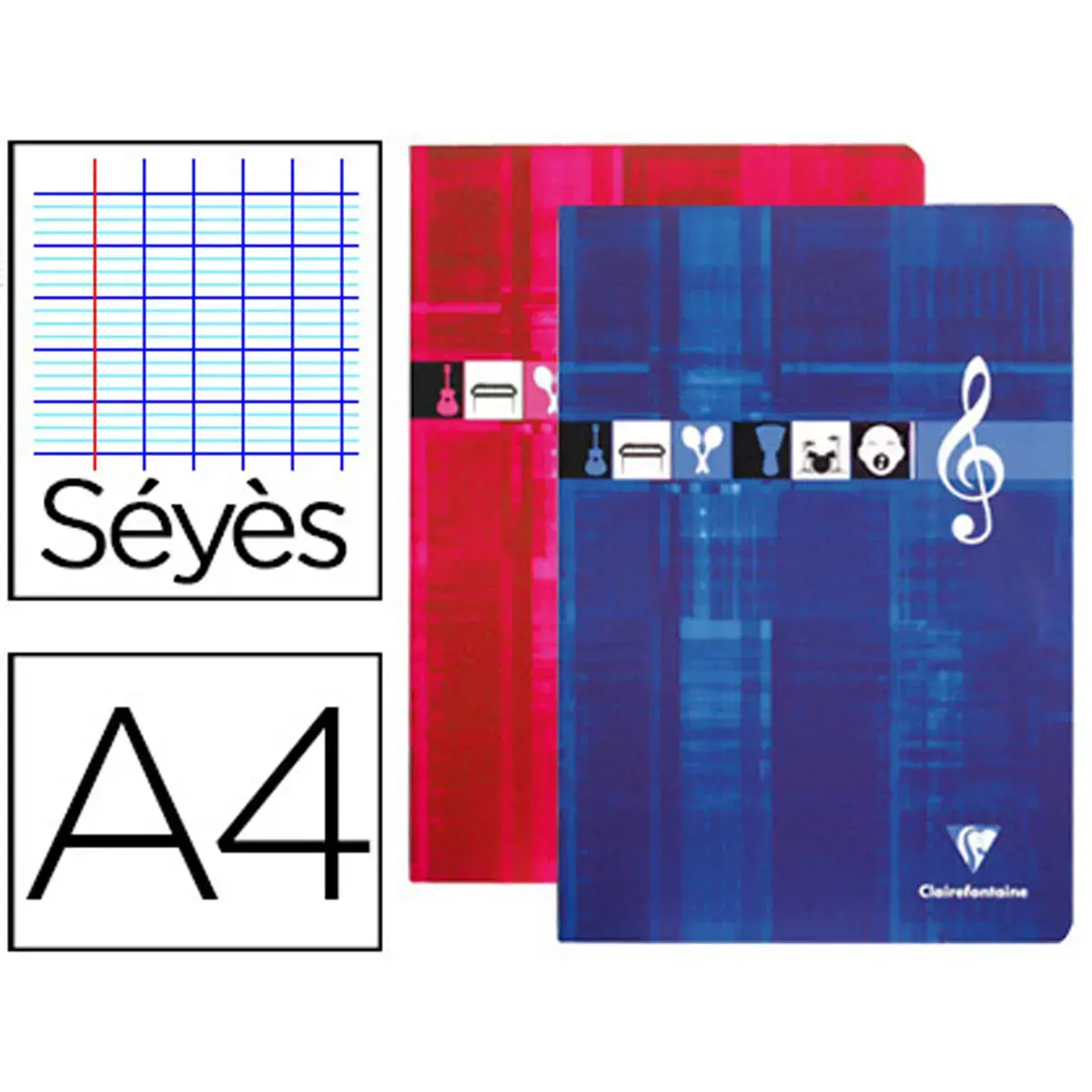Cahier musique chant pique a4 48 pages 90g 24 seyes - Clairefontaine photo du produit