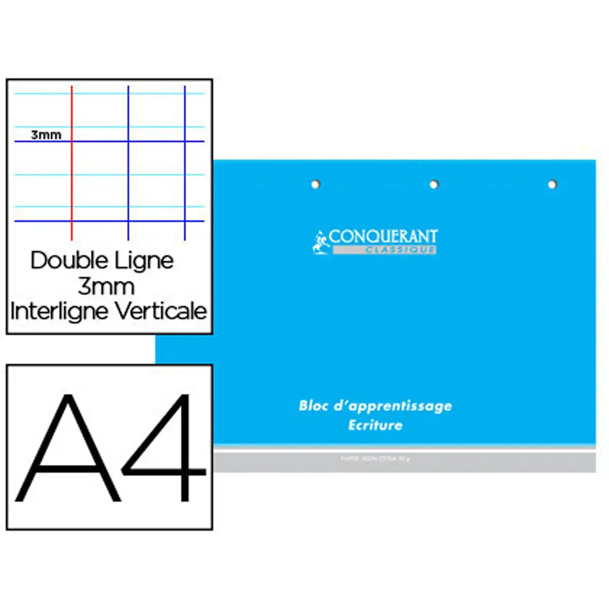 Blocs a4 apprentissage &eacute;criture 160 pages 90g - Conquerant photo du produit