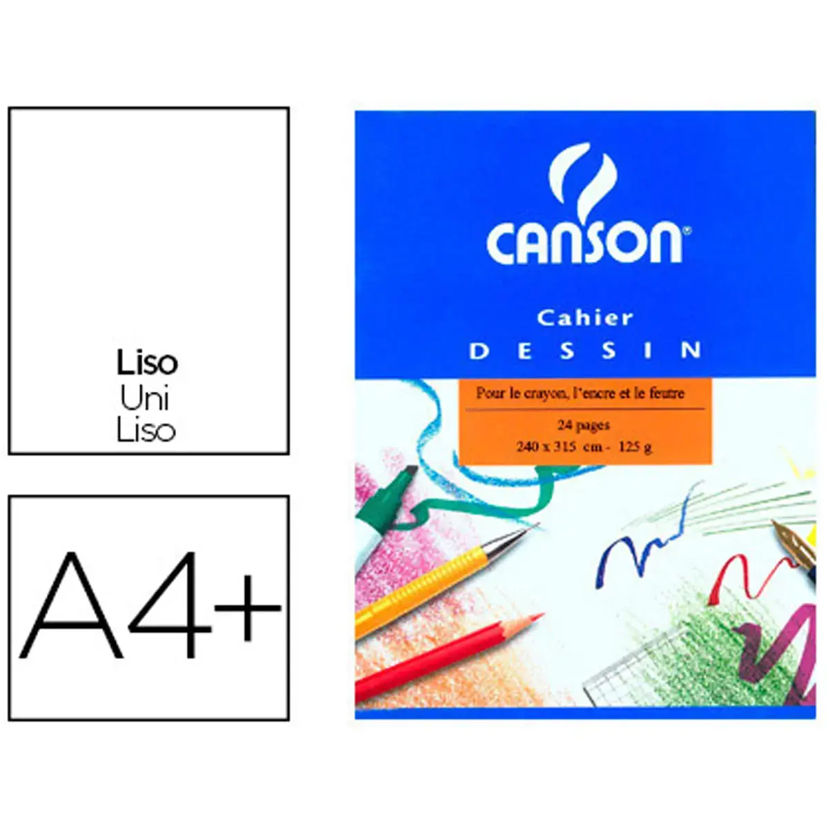 Cahier de dessin piqûre - A4+ 125 g - 24 pages - Canson photo du produit