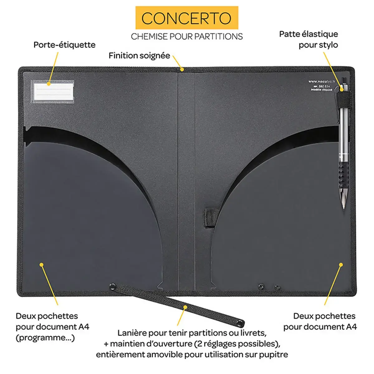 Chemise porte - partitions concerto polypropylene - vocalyz - Viquel photo du produit